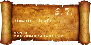 Simonics Teofil névjegykártya
